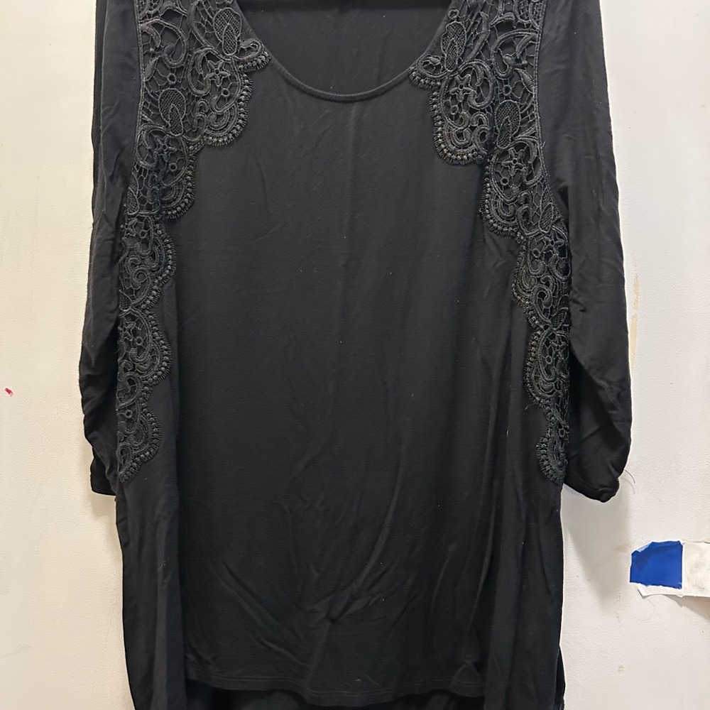 Lane Bryant Elegant Black Tunic with Lace Details